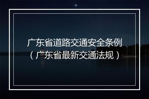 广东省道路交通安全条例（广东省最新交通法规）