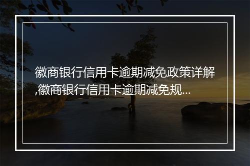 徽商银行信用卡逾期减免政策详解,徽商银行信用卡逾期减免规定解读