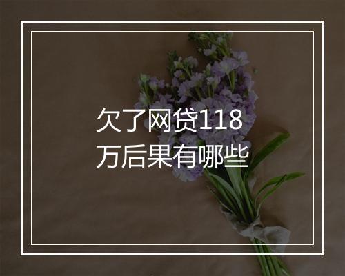 欠了网贷118万后果有哪些