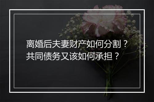 离婚后夫妻财产如何分割？共同债务又该如何承担？