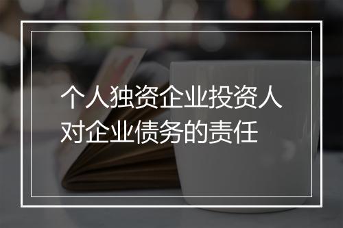 个人独资企业投资人对企业债务的责任