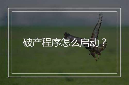 破产程序怎么启动？