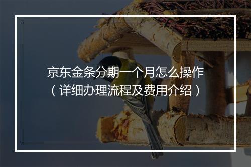 京东金条分期一个月怎么操作（详细办理流程及费用介绍）