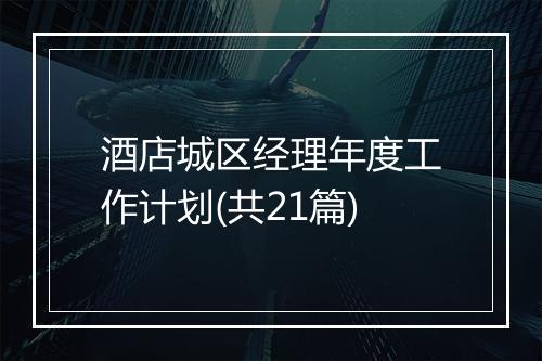 酒店城区经理年度工作计划(共21篇)