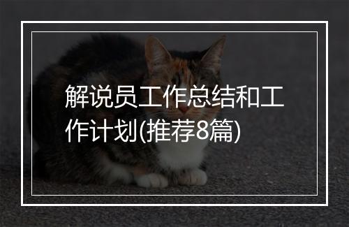 解说员工作总结和工作计划(推荐8篇)