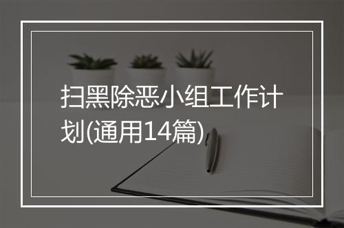 扫黑除恶小组工作计划(通用14篇)