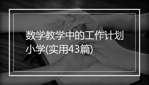 数学教学中的工作计划小学(实用43篇)