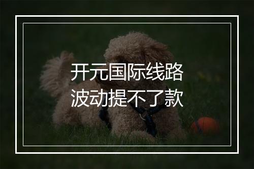 开元国际线路波动提不了款