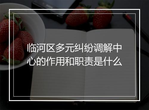 临河区多元纠纷调解中心的作用和职责是什么