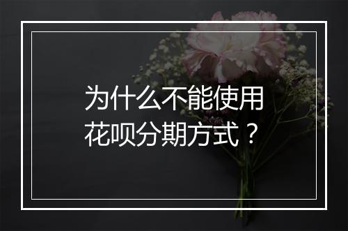 为什么不能使用花呗分期方式？