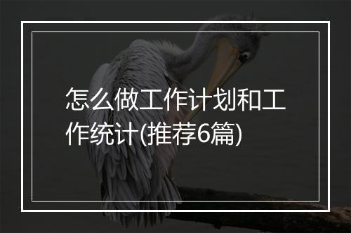 怎么做工作计划和工作统计(推荐6篇)
