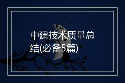 中建技术质量总结(必备5篇)