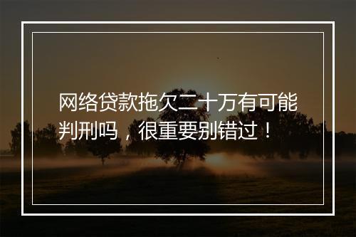 网络贷款拖欠二十万有可能判刑吗，很重要别错过！