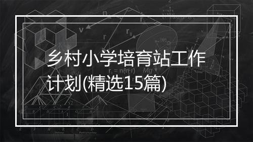 乡村小学培育站工作计划(精选15篇)