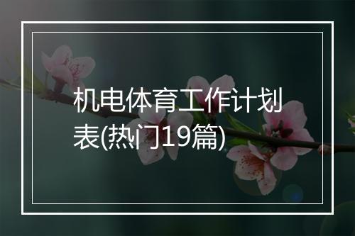 机电体育工作计划表(热门19篇)