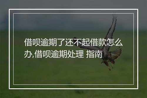 借呗逾期了还不起借款怎么办,借呗逾期处理 指南