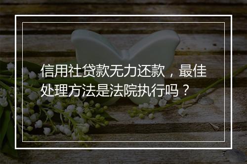 信用社贷款无力还款，最佳处理方法是法院执行吗？