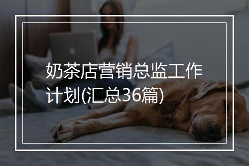 奶茶店营销总监工作计划(汇总36篇)