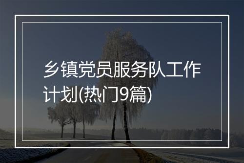 乡镇党员服务队工作计划(热门9篇)