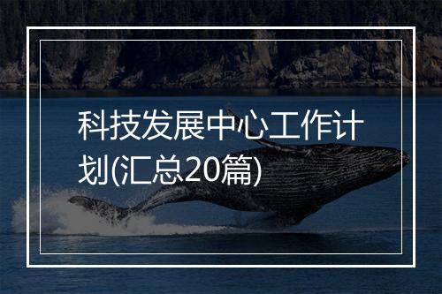 科技发展中心工作计划(汇总20篇)