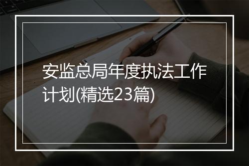 安监总局年度执法工作计划(精选23篇)