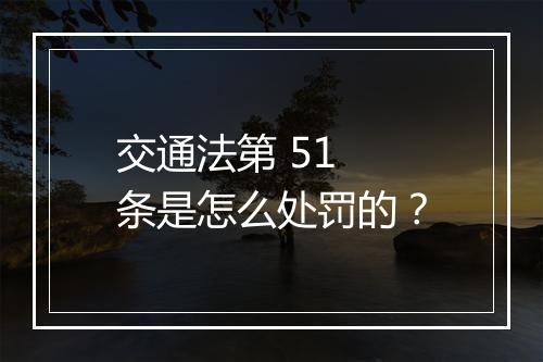交通法第 51 条是怎么处罚的？
