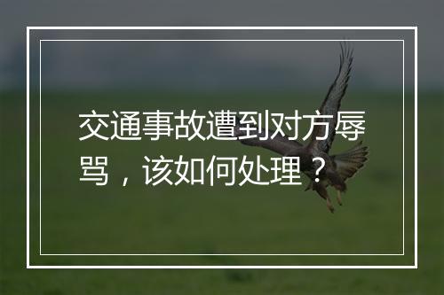 交通事故遭到对方辱骂，该如何处理？