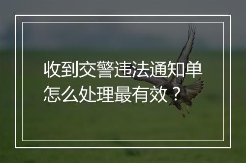 收到交警违法通知单怎么处理最有效？