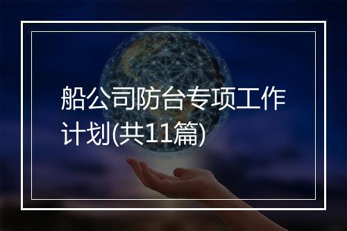 船公司防台专项工作计划(共11篇)