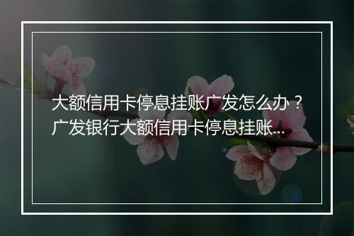 大额信用卡停息挂账广发怎么办？广发银行大额信用卡停息挂账流程解析
