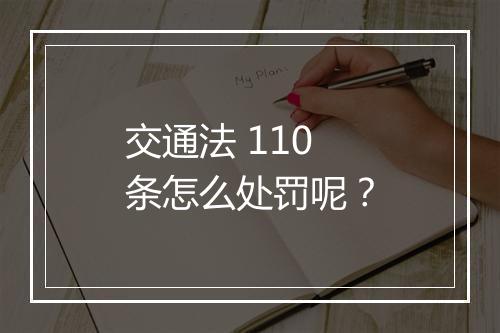 交通法 110 条怎么处罚呢？