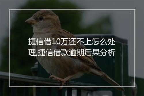 捷信借10万还不上怎么处理,捷信借款逾期后果分析