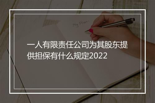 一人有限责任公司为其股东提供担保有什么规定2022