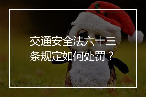 交通安全法六十三条规定如何处罚？