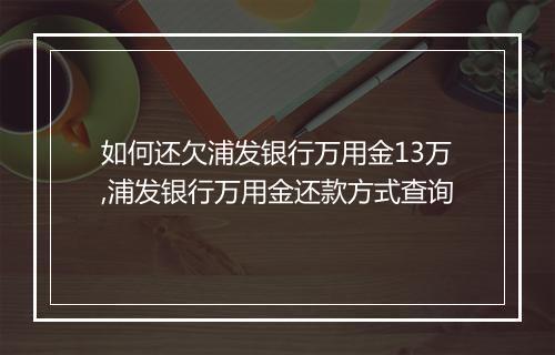 如何还欠浦发银行万用金13万,浦发银行万用金还款方式查询