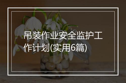 吊装作业安全监护工作计划(实用6篇)