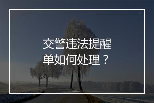 交警违法提醒单如何处理？