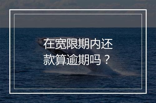 在宽限期内还款算逾期吗？