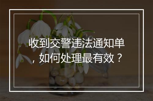 收到交警违法通知单，如何处理最有效？