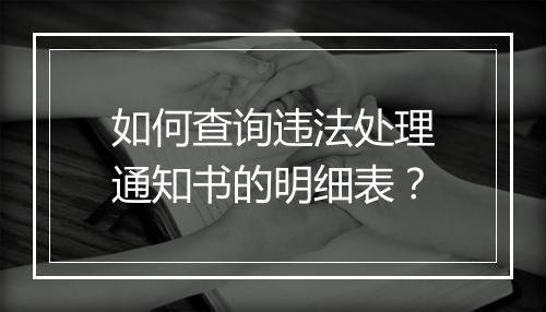 如何查询违法处理通知书的明细表？