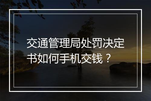 交通管理局处罚决定书如何手机交钱？