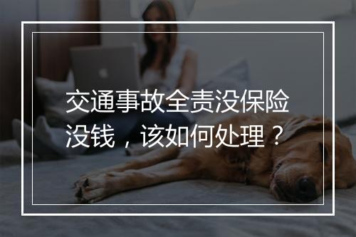 交通事故全责没保险没钱，该如何处理？