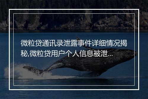微粒贷通讯录泄露事件详细情况揭秘,微粒贷用户个人信息被泄露的后果