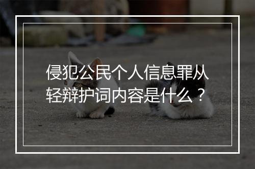 侵犯公民个人信息罪从轻辩护词内容是什么？