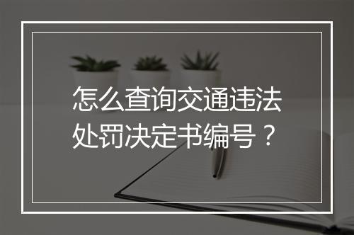 怎么查询交通违法处罚决定书编号？