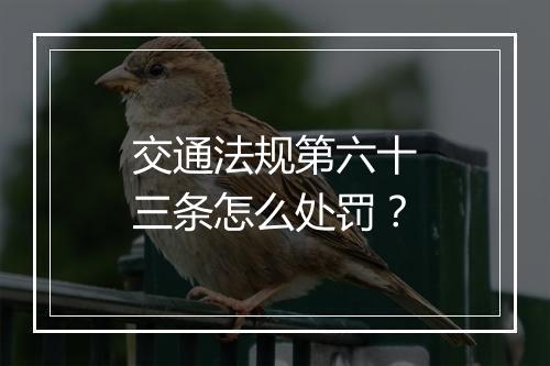 交通法规第六十三条怎么处罚？