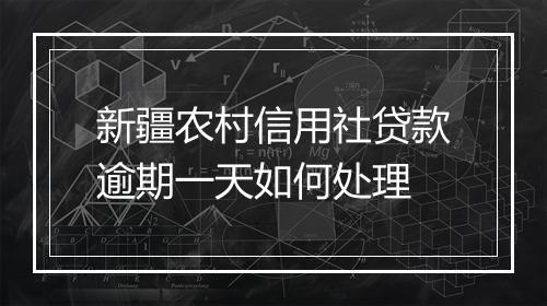 新疆农村信用社贷款逾期一天如何处理