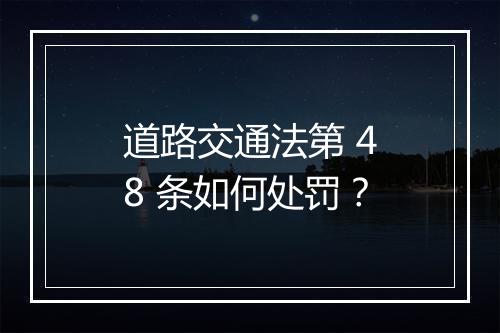 道路交通法第 48 条如何处罚？