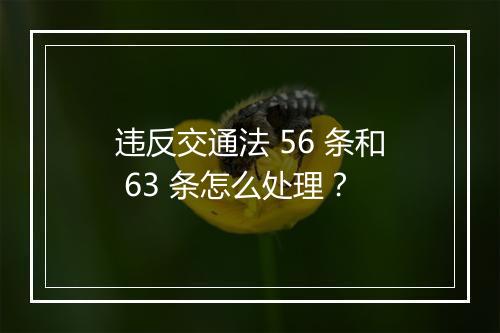 违反交通法 56 条和 63 条怎么处理？