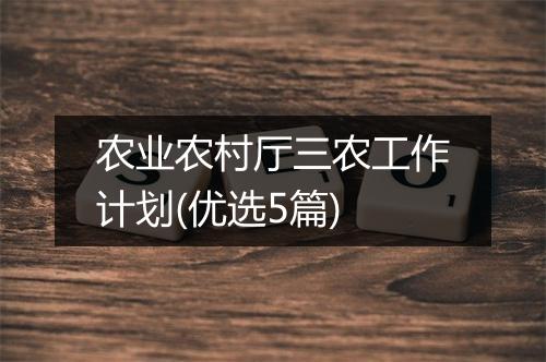 农业农村厅三农工作计划(优选5篇)